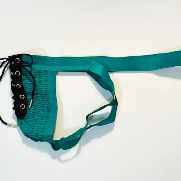 FIZX Mark by Undergear  Solid Knit Lace-up Athletic Supporter/Jock- Green/ Black - Picture 11 of 14
